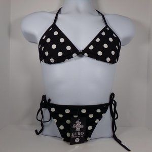NWT Euro Swim-Wear Black/White Polka Dots Size LG